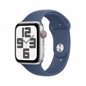 Смарт-часы Apple Watch SE (2nd Generation) GPS + Cellular 44mm, алюминиевый корпус серебристого цвета, спортивный ремешок из денима (S/M). Трекер фитнеса и сна, обнаружение аварий, монитор сердечного ритма - Фото 1