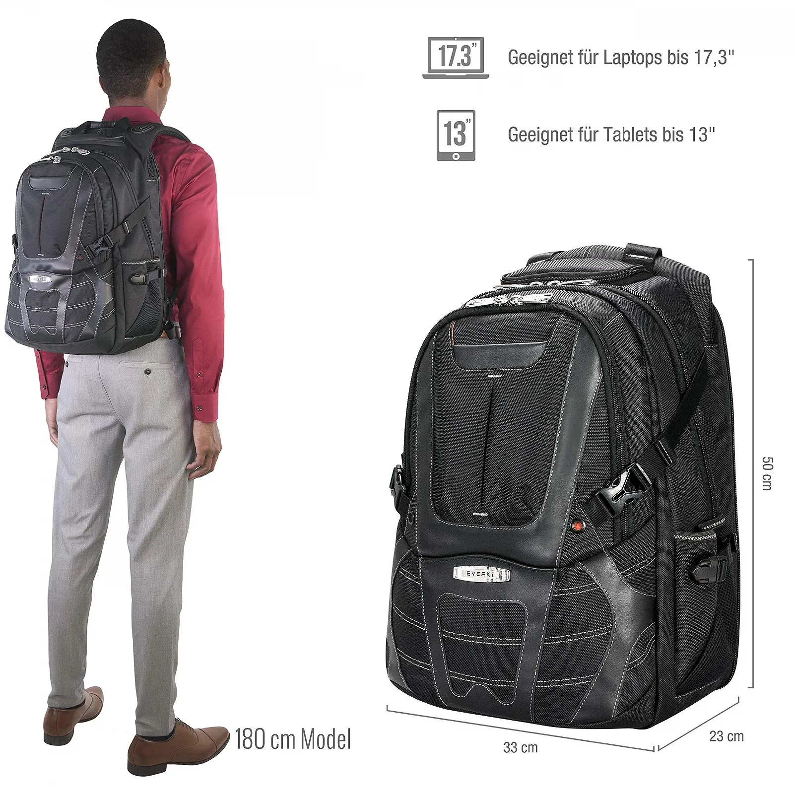 Рюкзак для ноутбука Everki Concept 2 EKP133B 17 дюймів RFID Чорний, фото №3 Рюкзак для ноутбука Everki Concept 2 EKP133B 17 дюймів RFID Чорний, фото №3