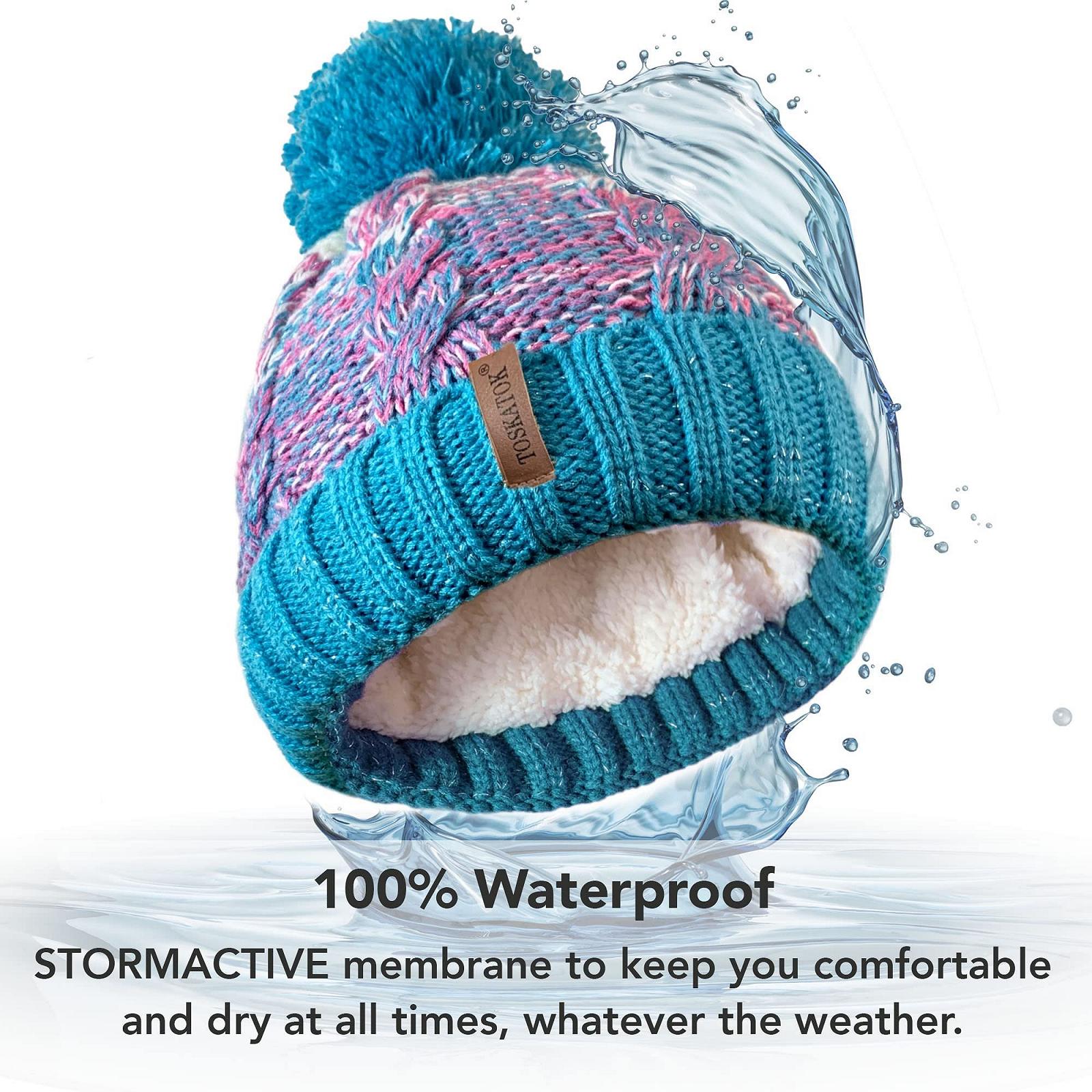 Шапка STORMACTIVE В'язана з помпоном та теплою підкладкою для дівчинки, водонепроникна, фото №2