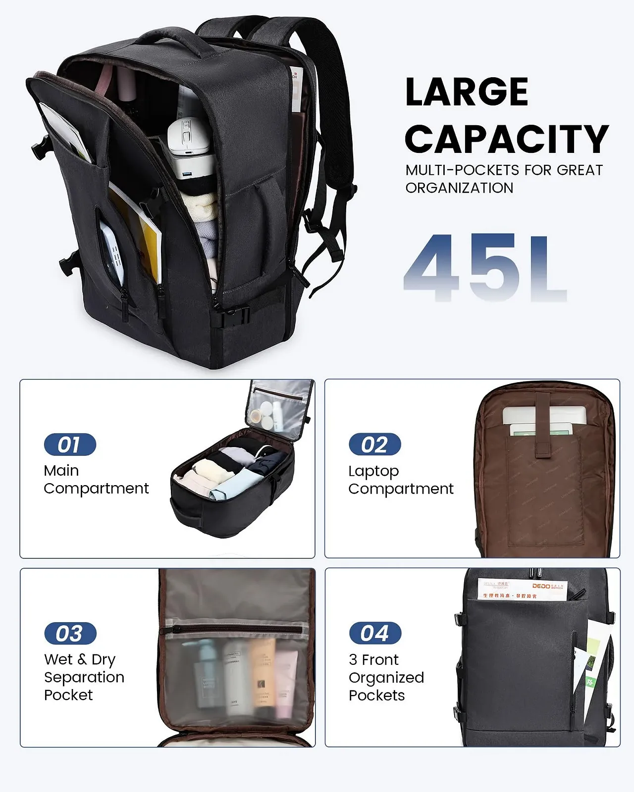 Рюкзак для ноутбука LOVEVOOK 45L 18" Dark Grey, фото №3 Рюкзак для ноутбука LOVEVOOK 45L 18" Dark Grey, фото №3