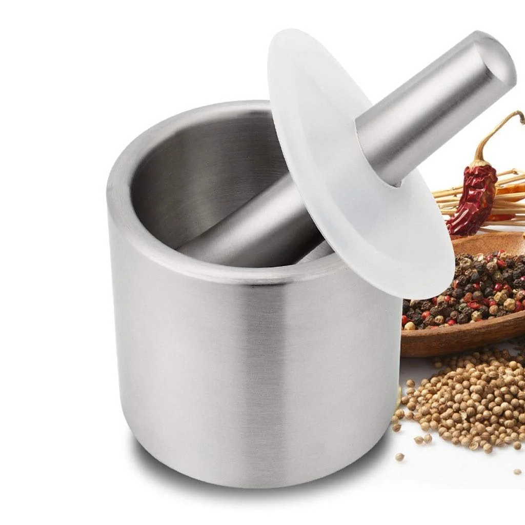 Ступка з товкачиком 304 Stainless Steel для дому, для спецій з гумовою основою, щоб уникнути ковзання, для спецій, фото №5