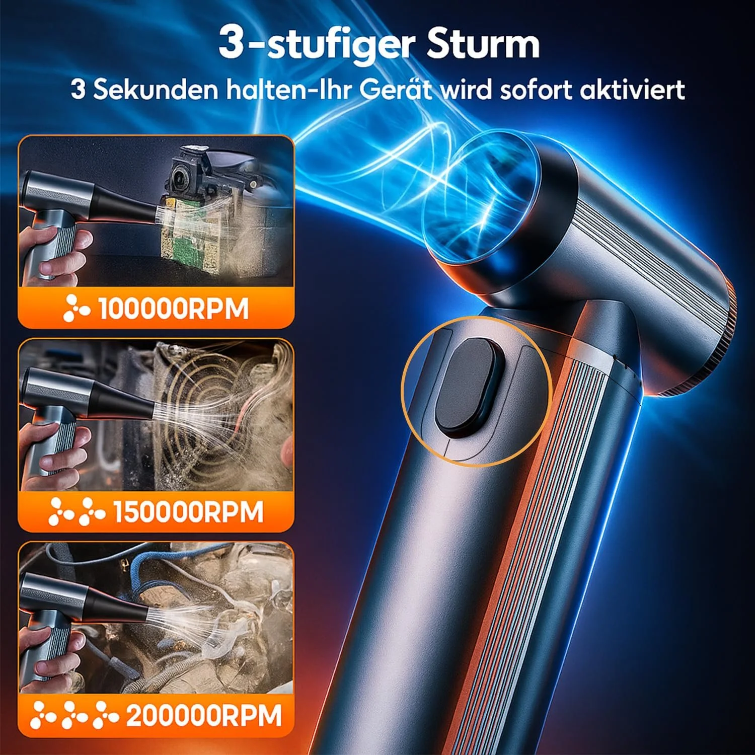 Електрична повітродувка FLOWood 3 швидкості 200,000 об/хв 10000 мАг Aluminium, фото №3 Електрична повітродувка FLOWood 3 швидкості 200,000 об/хв 10000 мАг Aluminium, фото №3