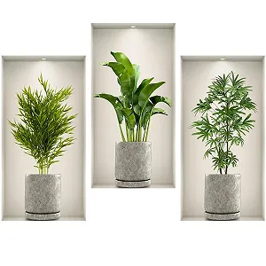 Наклейки на стену Plants 3D Effect 45 x 23 см 3 шт Зеленые - Фото 1
