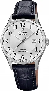 Годинник Festina Swiss Made Срібний Шкіряний ремінець, Чоловічий - Фото 1