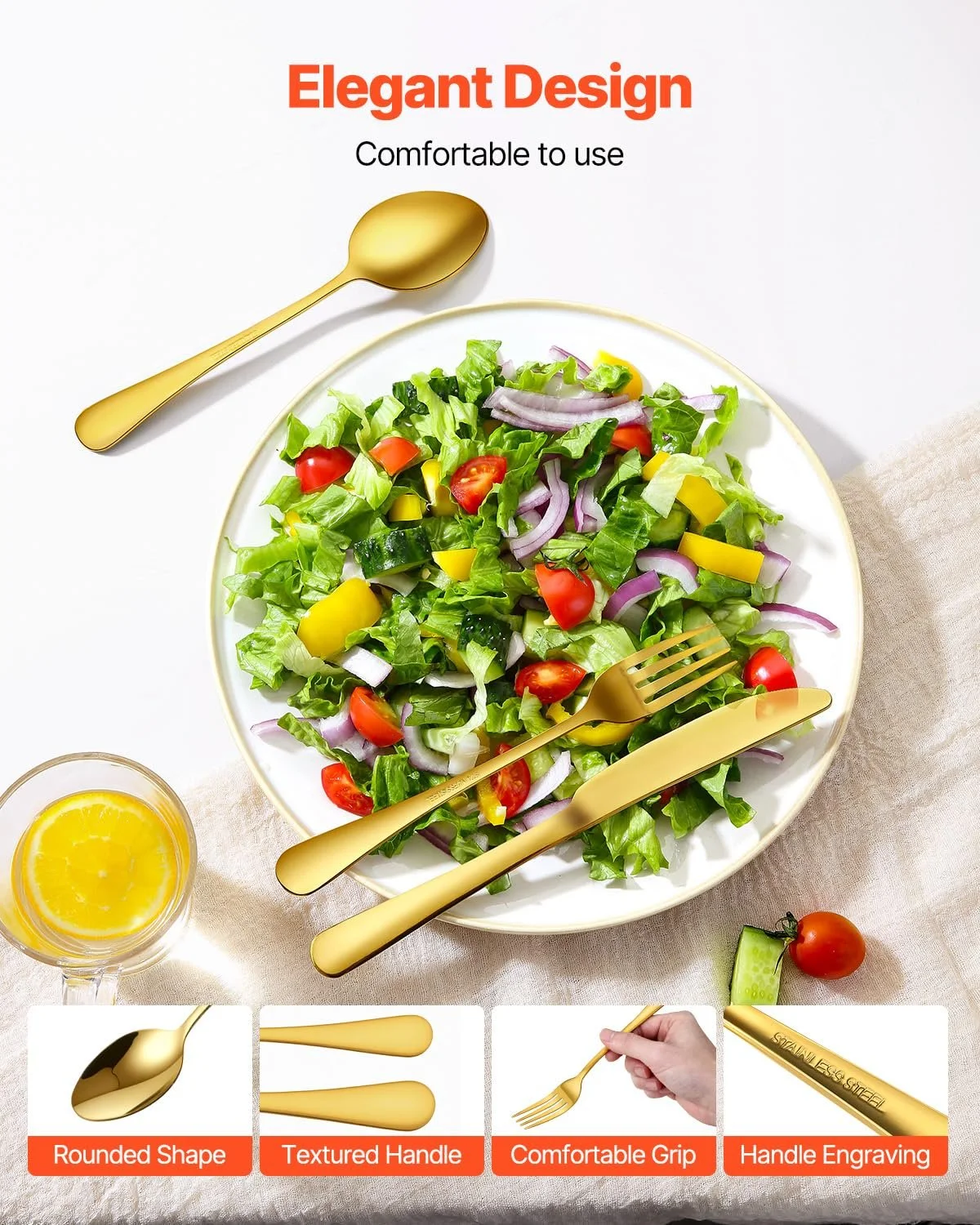 Набор столовых приборов VEVOR на 20 человек, 100 предметов, изготовлен из пищевой нержавеющей стали, фото №4