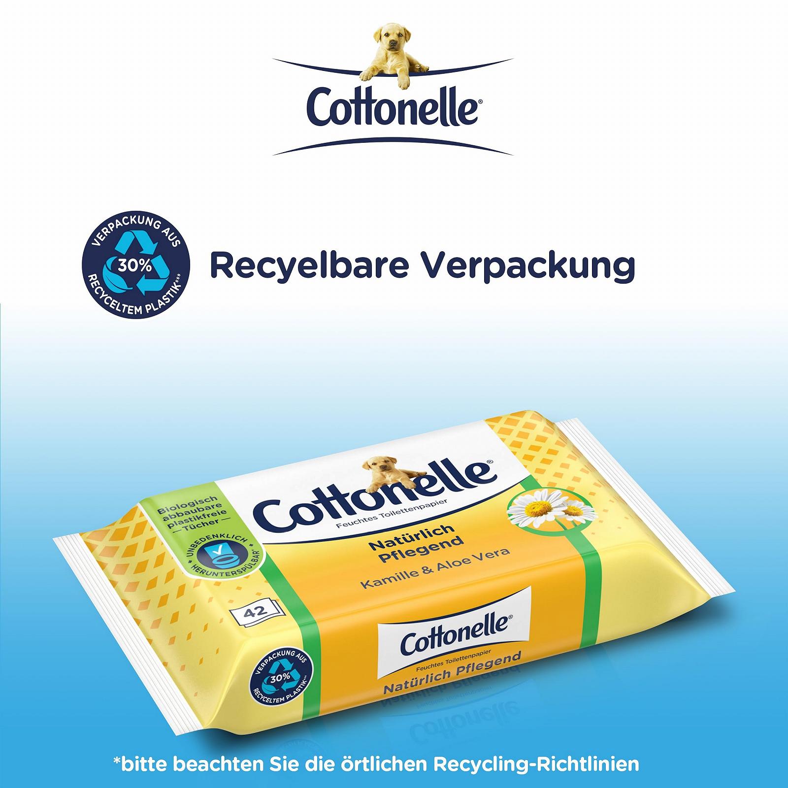 Серветки вологі Cottonelle Naturally Nourishing Ромашка та Алое Вера, 12 x 42 шт, фото №5