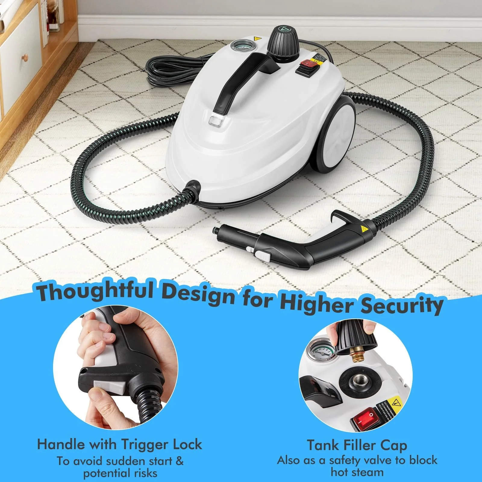 Пароочисник FANTASK 2000 Вт 5 Бар 1.8 л 13 аксесуарів, фото №5