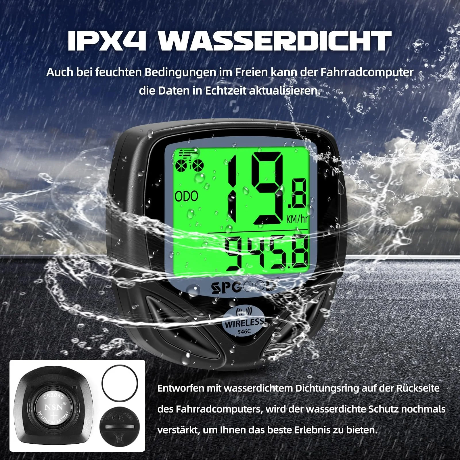 Велокомпьютер Wireless 19 Functions IP54 Backlit Black, фото №3