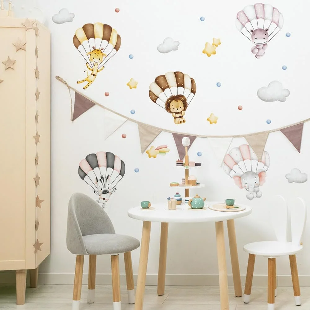 Наклейка на стену Creative Small Animal Parachute Самоклеящаяся Животные на парашюте, фото №4 Наклейка на стену Creative Small Animal Parachute Самоклеящаяся Животные на парашюте, фото №4
