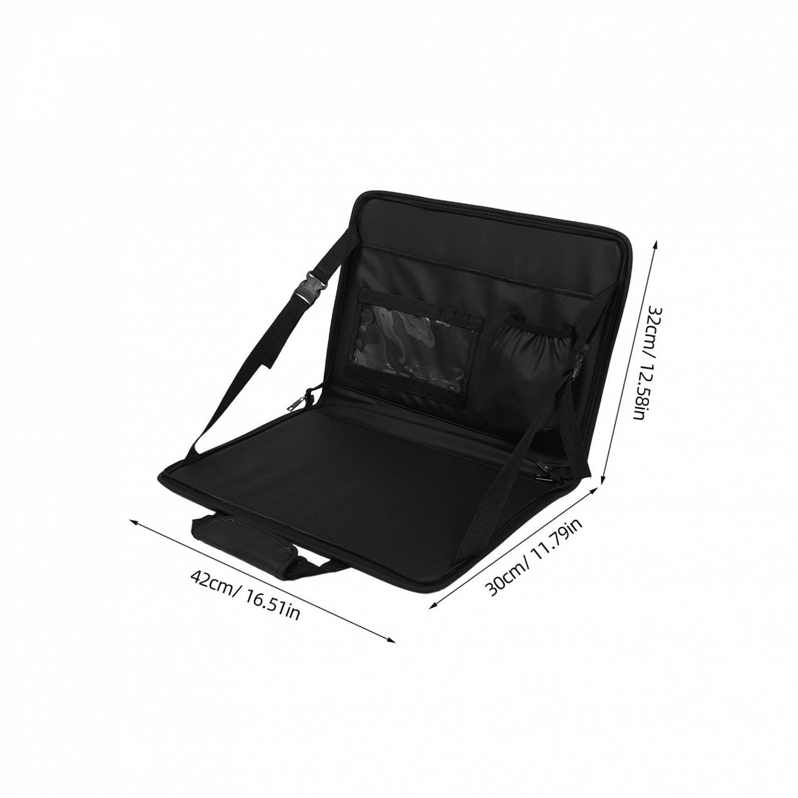 Автомобільний столик Zerodeko складаний з PU-шкіри для їжі та роботи, кріпиться на кермо або сидіння, з сумкою для зберігання, складаний, фото №8