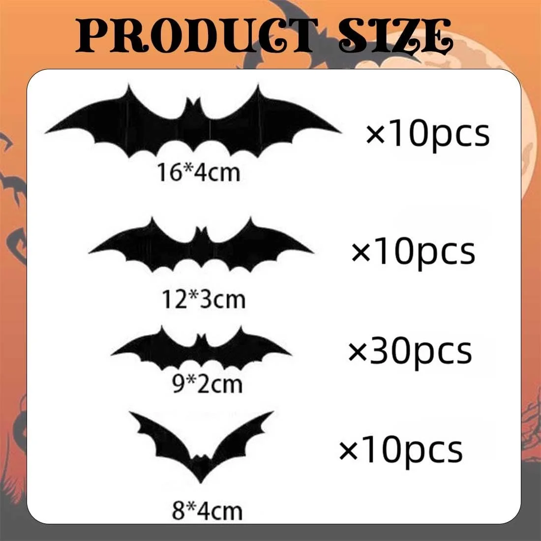 Настінні наклейки Кажани Хелловін 3D Чорні 60 шт., фото №2 Настінні наклейки Кажани Хелловін 3D Чорні 60 шт., фото №2