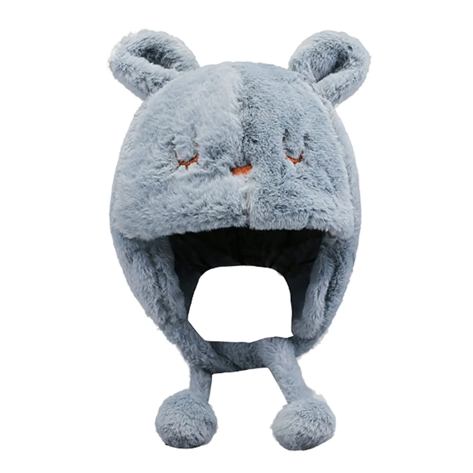 Популярная хрустально мягкая модная теплая шапка, шапка с ушами, шапка с подвижными ушами, плюшевая шапка с кроличьими ушами, смешные шапки с двигающимися ушами, фото №1