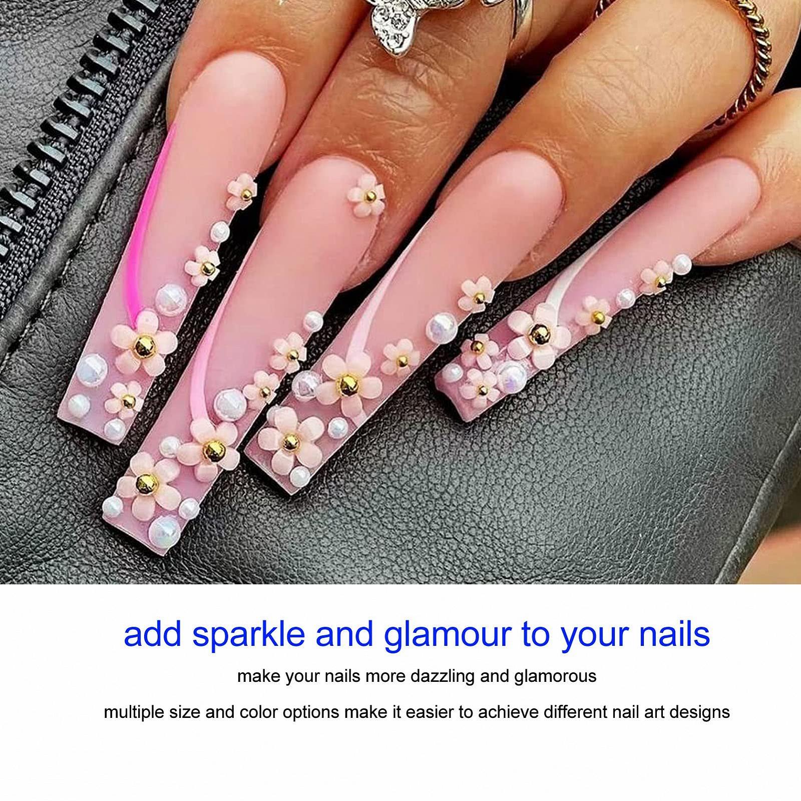 3D Подвески для ногтей Цветы 2 коробки 3D Цветы Стразы для ногтей 5-лепестковый цветок DIY 3D Мелкие цветы Украшения для ногтей Цветы для ногтей DIY Украшения для ногтей, фото №6