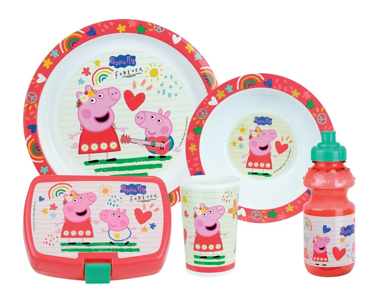 Набор детской посуды Peppa Pig Тарелка глубокая, диаметр 16 см, тарелка, диаметр 22 см, стакан 220 мл, поильник 350 мл и контейнер для снеков многоразовый, фото №1 Набор детской посуды Peppa Pig Тарелка глубокая, диаметр 16 см, тарелка, диаметр 22 см, стакан 220 мл, поильник 350 мл и контейнер для снеков многоразовый, фото №1