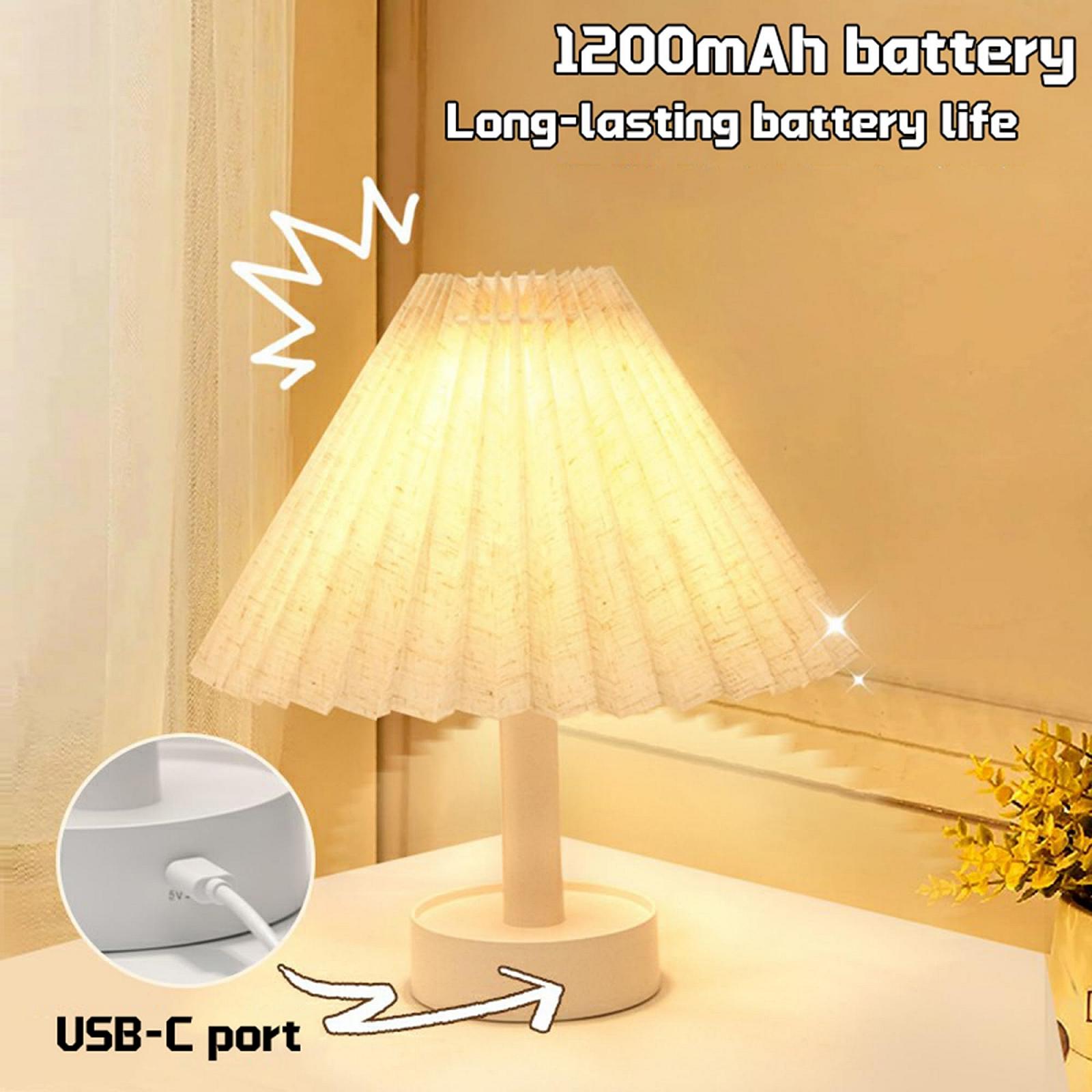 Настільна лампа LED 2-в-1 акумуляторна сенсорна 4.2 Вт з тканинним плафоном бежева, фото №5