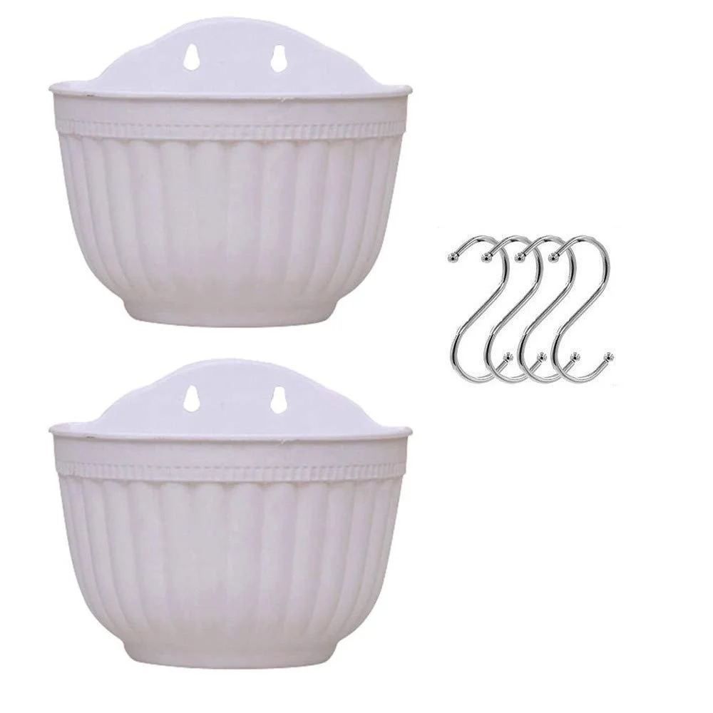 Настінні підвісні кашпо Пластикові Для балкона та паркану З дренажем та 4 гачками Набір із 2 шт., фото №1 Настінні підвісні кашпо Пластикові Для балкона та паркану З дренажем та 4 гачками Набір із 2 шт., фото №1