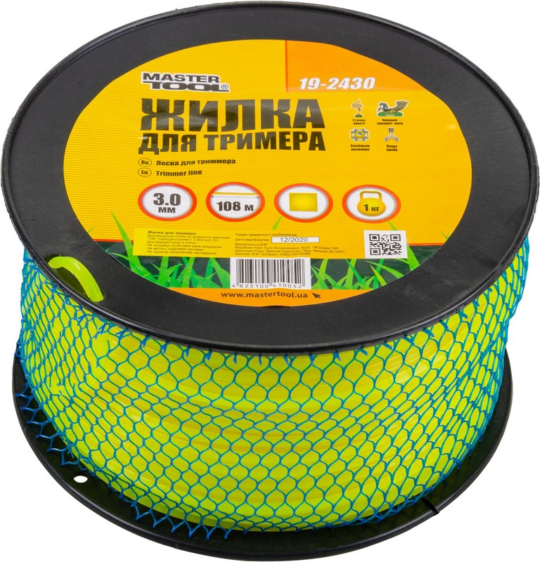 Ліска для триммера MASTERTOOL GM 3,00 мм 108 м 1 кг квадрат 19-2430, фото №1 Ліска для триммера MASTERTOOL GM 3,00 мм 108 м 1 кг квадрат 19-2430, фото №1