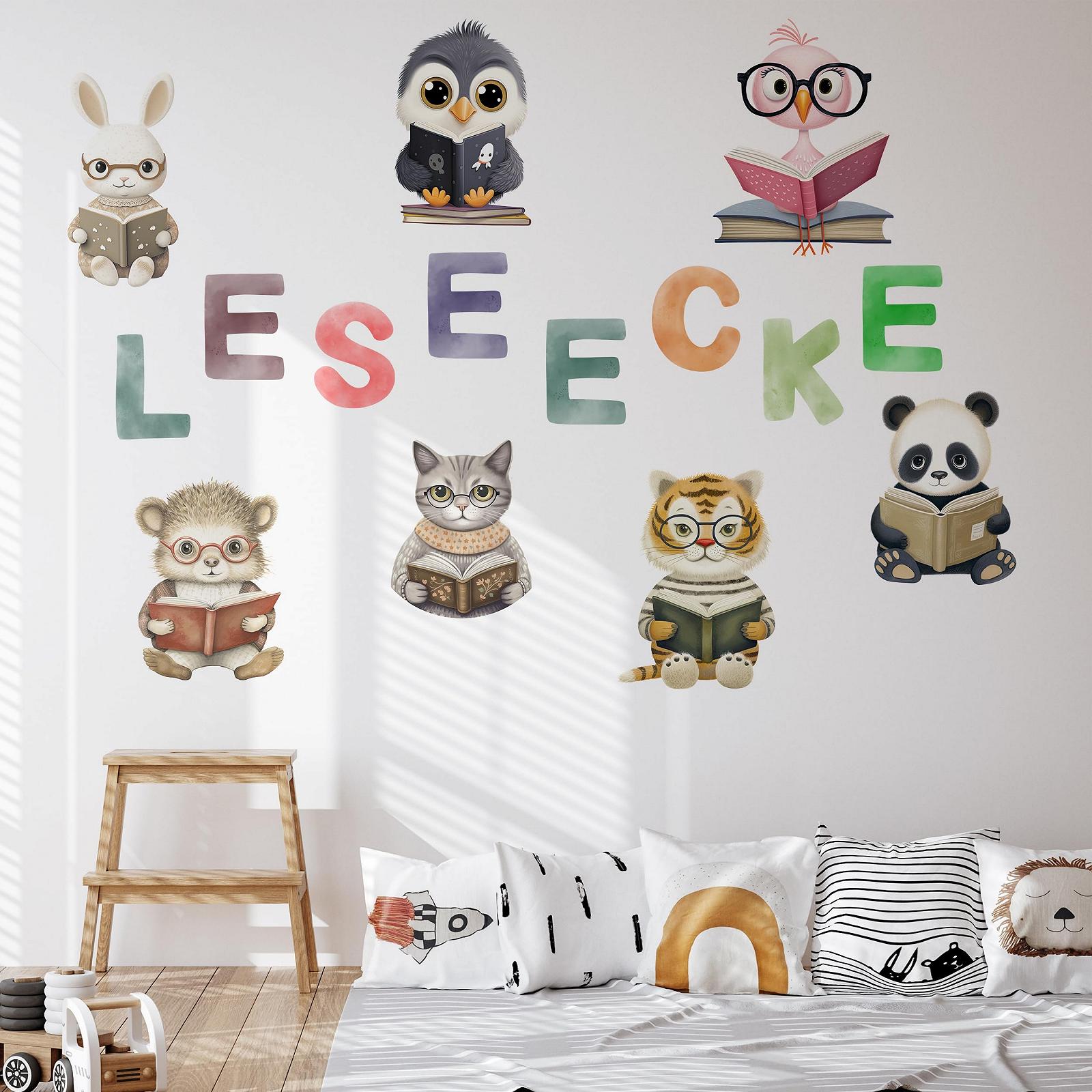 Наклейка на стіну GRAZDesign Reading Corner з тваринами набір 57 x 57 см, фото №1