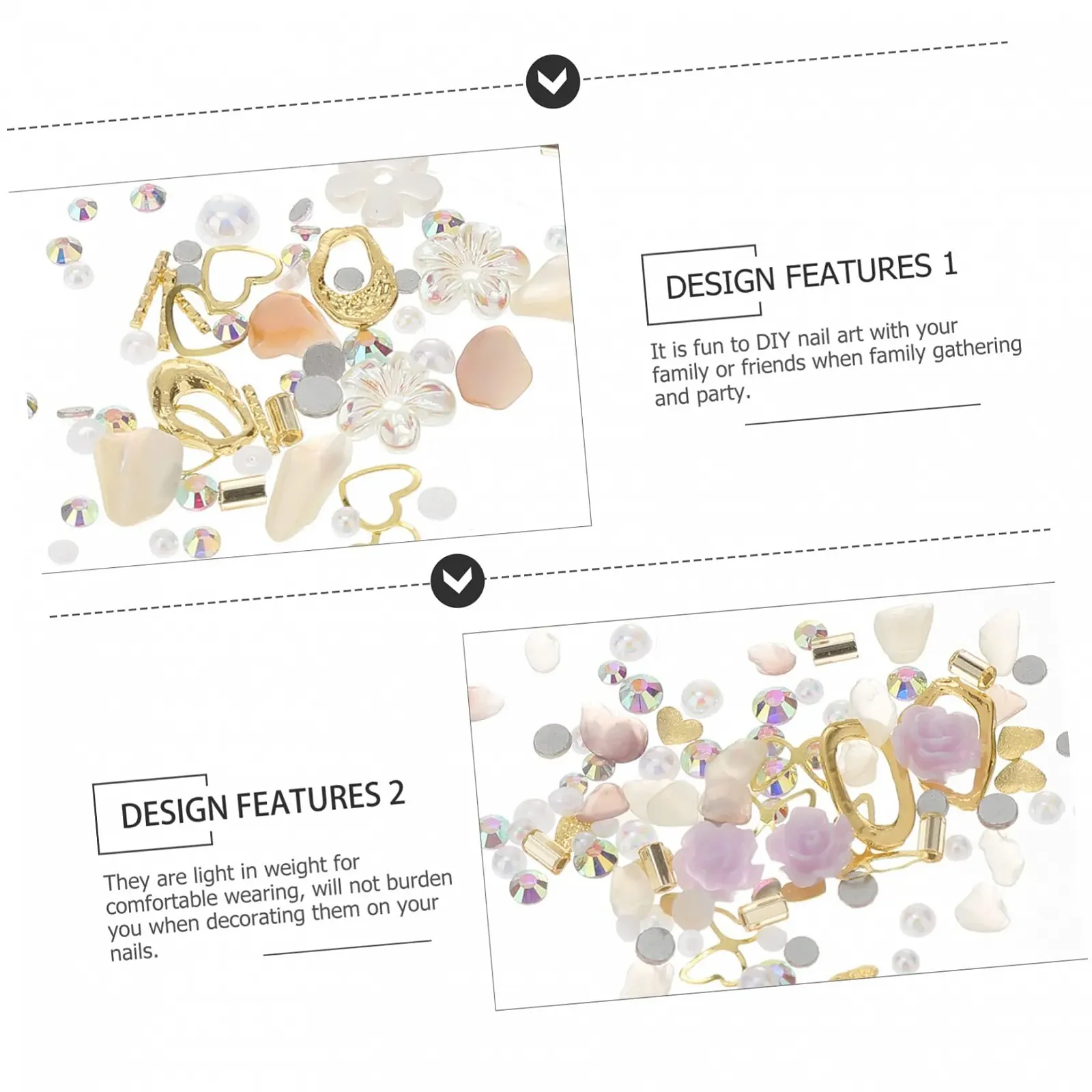 Прикраса для нігтів Квітка MERRYHAPY 3D 4 коробки, перли, діаманти, підвіски для акрилових нігтів, фото №4