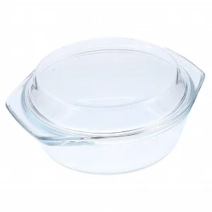 Форма для запекания стеклянная TOYANDONA с крышкой круглая термостойкая прозрачная - Фото 1