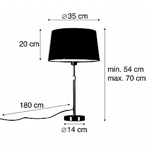 Настільна лампа Qazqa Parte чорна з білим абажуром 35 см регульована сталева кругла LED E27 - Фото 1
