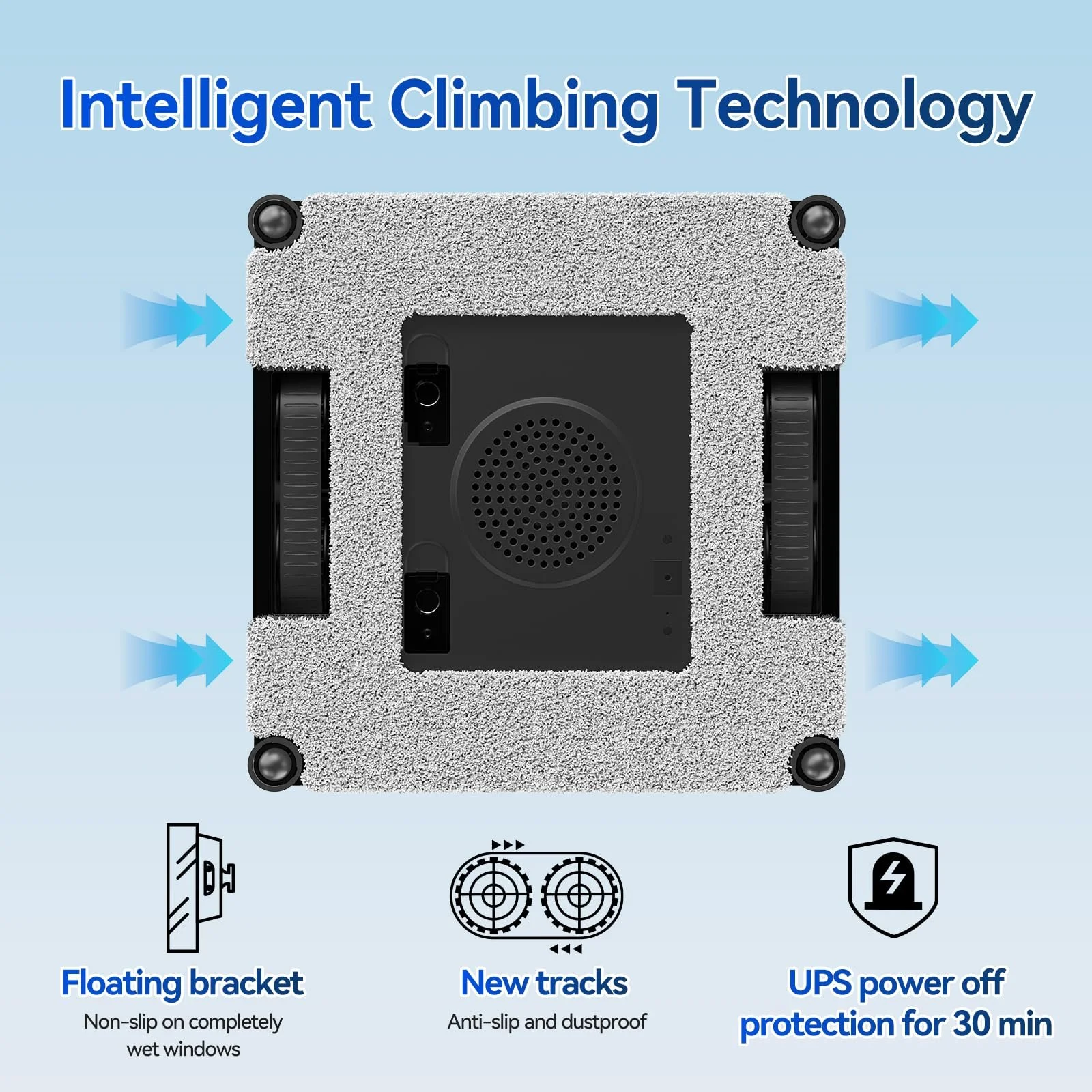 Робот для миття вікон Jemyths YW336 з чотирма форсунками, ультразвуковим розпиленням, баком 110 мл, електричний, потужність всмоктування 3500 Па, 4 режими прибирання для внутрішніх і зовнішніх висотних вікон, фото №5 Робот для миття вікон Jemyths YW336 з чотирма форсунками, ультразвуковим розпиленням, баком 110 мл, електричний, потужність всмоктування 3500 Па, 4 режими прибирання для внутрішніх і зовнішніх висотних вікон, фото №5