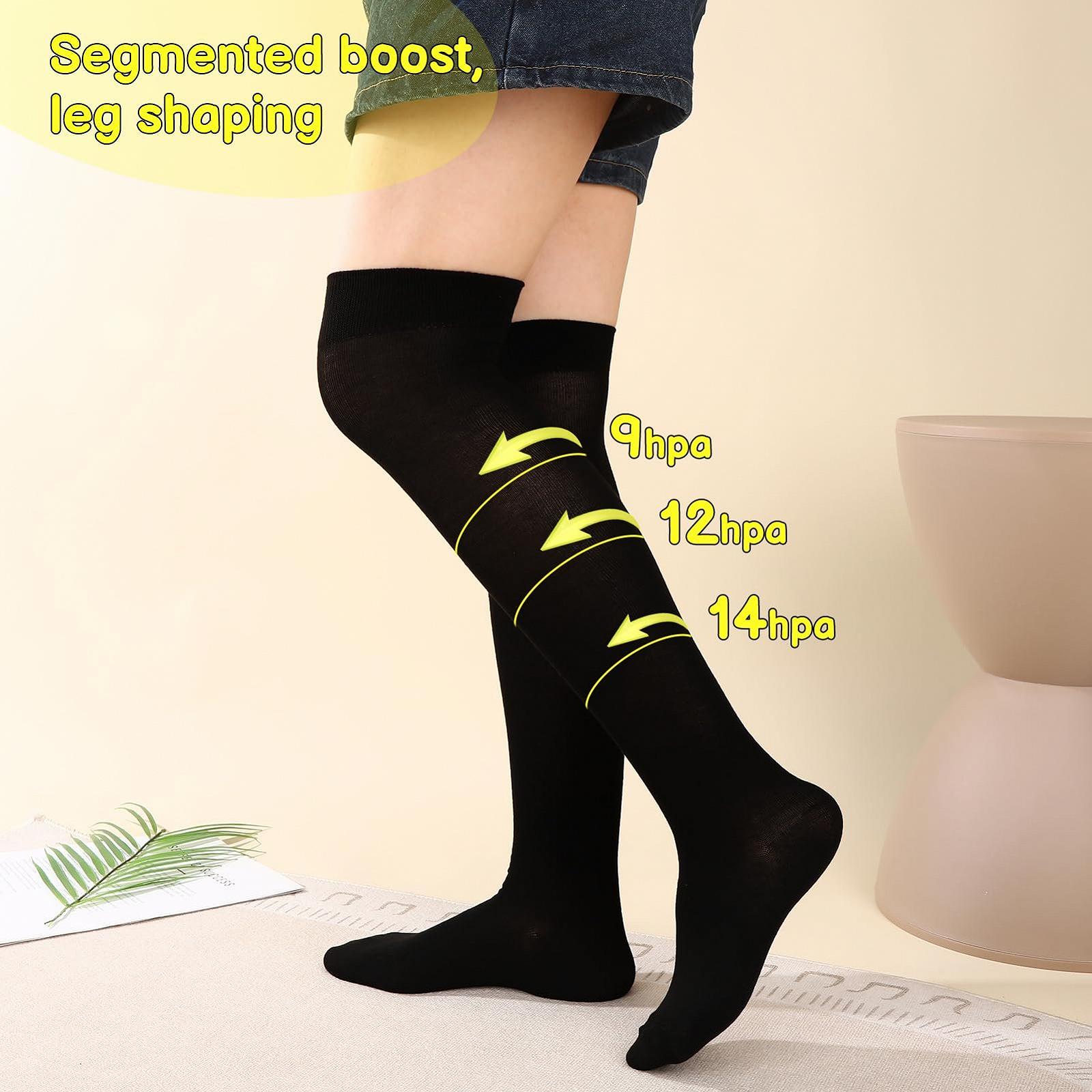 Гольфы Черные 3 пары, женские гольфы выше колена, 45 см длиной для коротких юбок, черные, фото №3