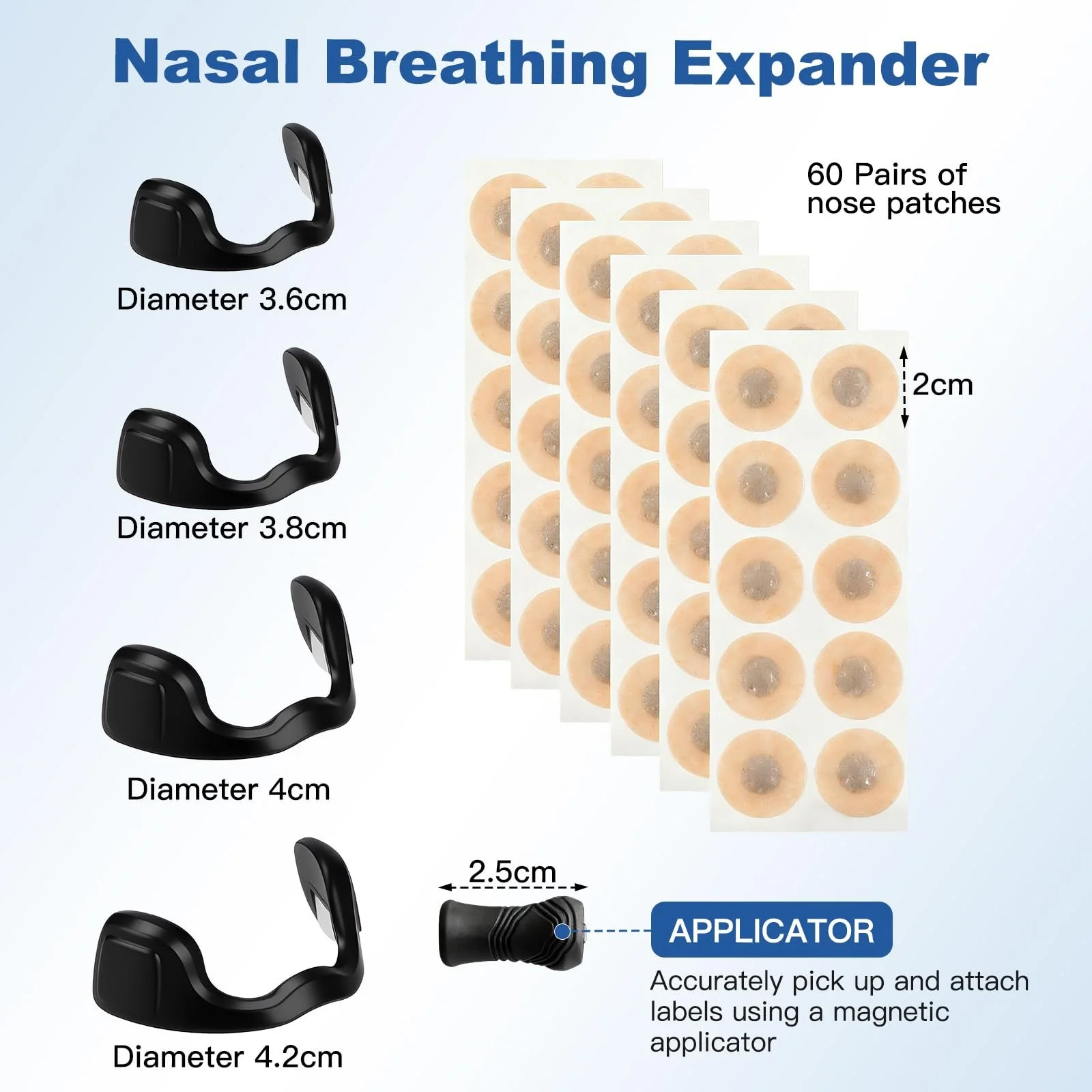Смужки на ніс магнітні 60 шт (30 пар) проти хропіння для покращення дихання та сну, фото №2