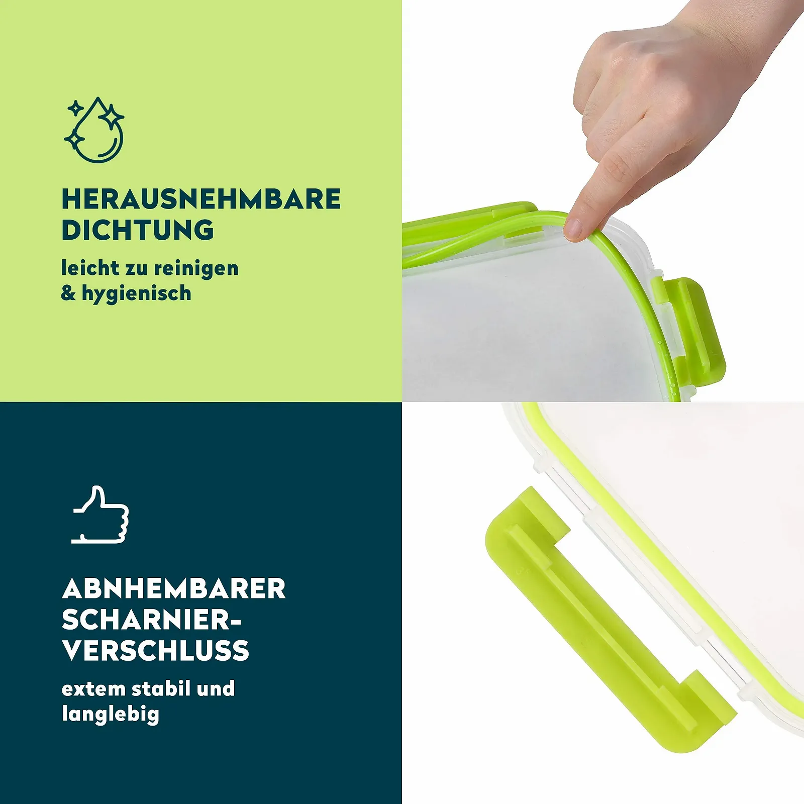Контейнери для зберігання продуктів FITPREP скляні герметичні на затискачах Прозорий, фото №4