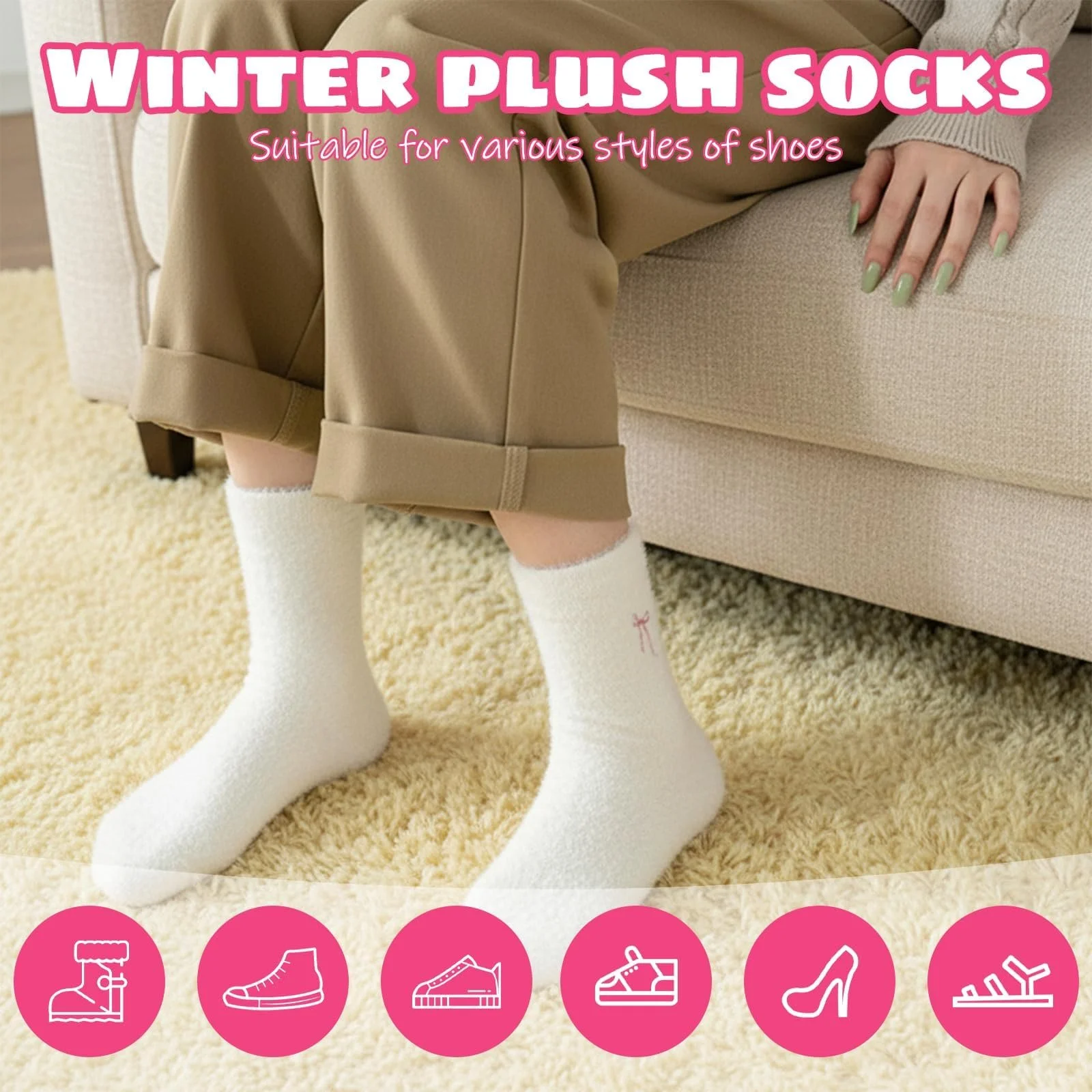 Термошкарпетки Жіночі Різнокольорові, 5 пар, фото №4