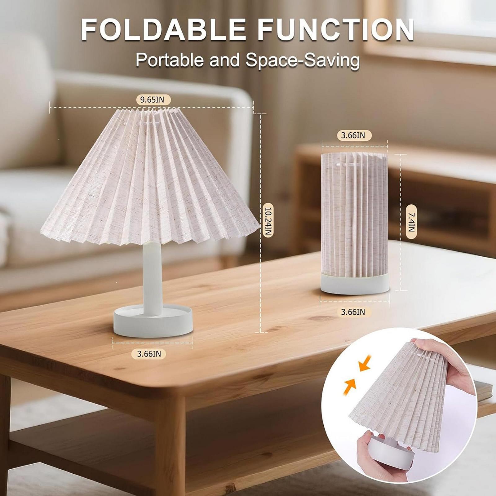 Настільна лампа LED 2-в-1 акумуляторна сенсорна 4.2 Вт з тканинним плафоном бежева, фото №2