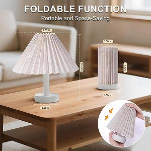 Настільна лампа LED 2-в-1 акумуляторна сенсорна 4.2 Вт з тканинним плафоном бежева synthetic.ua - Фото 1