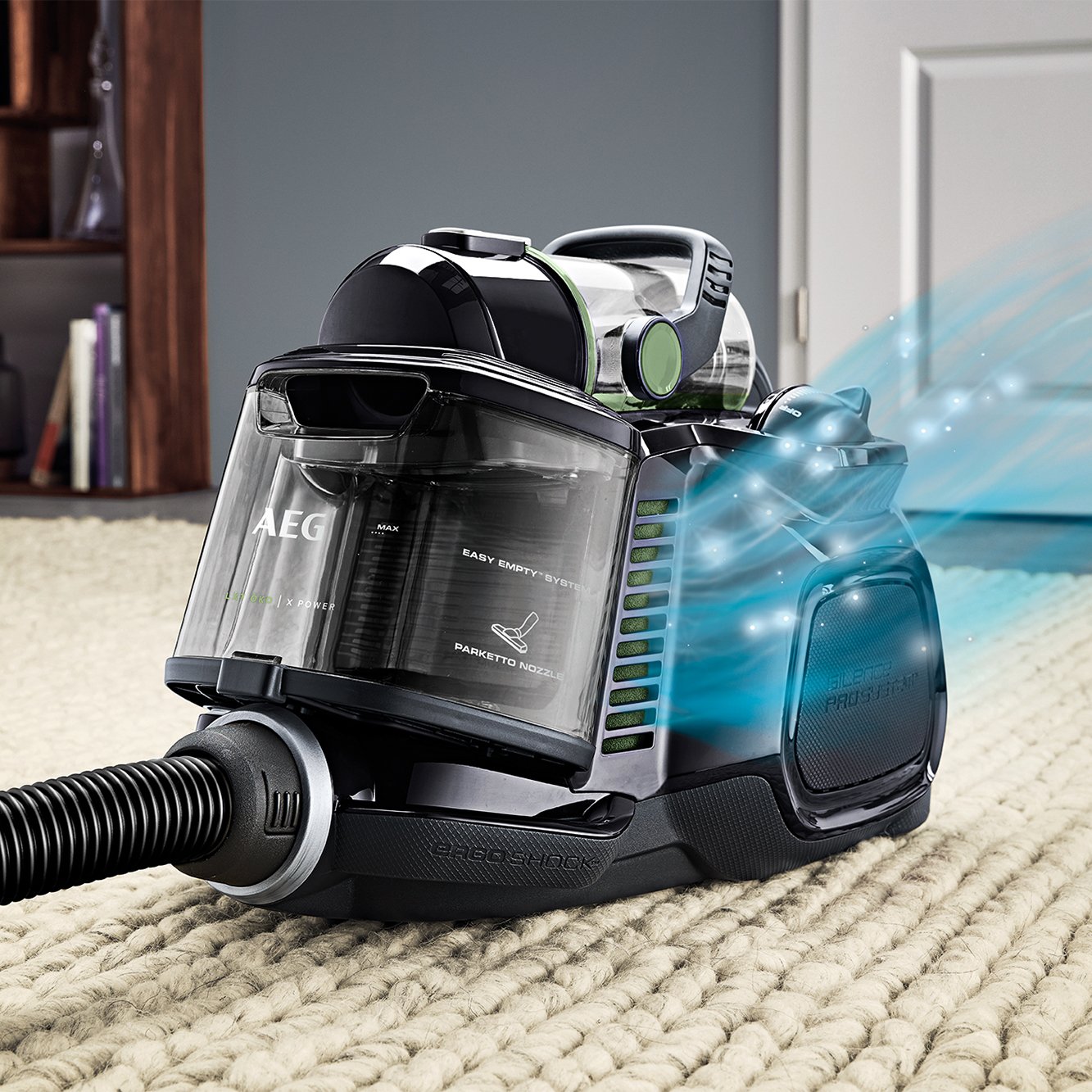 Пилосос AEG LX7-2-ÖKOX без мішка 750 Вт 9 м Радіус дії 1.4 л Пиловий контейнер Ергономічна ручка Миється гігієнічний фільтр Чорний, фото №6 Пилосос AEG LX7-2-ÖKOX без мішка 750 Вт 9 м Радіус дії 1.4 л Пиловий контейнер Ергономічна ручка Миється гігієнічний фільтр Чорний, фото №6