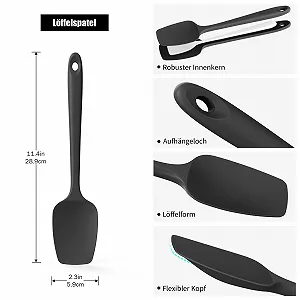 Лопатка-ложка Doosu Flexible Silicone 315°C Heat Resistant Black 28,9 cm synthetic.ua - Фото 1
