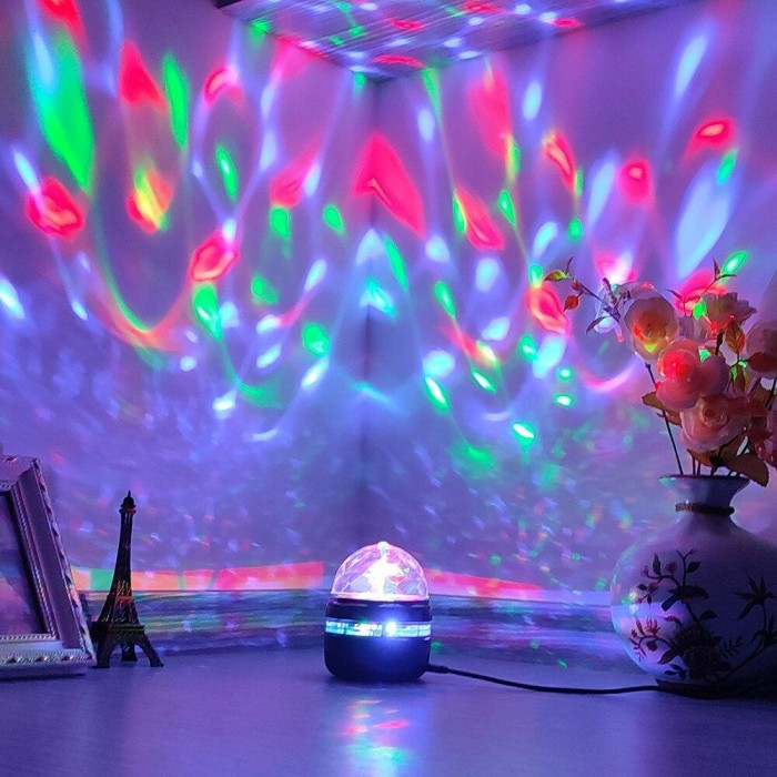 Світлодіодний проектор Нічний Led Mini Magic Ball Лампа харчування USB диск RGB Чорний, фото №2