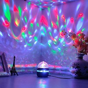Світлодіодний проектор Нічний Led Mini Magic Ball Лампа харчування USB диск RGB Чорний synthetic.ua - Фото 1
