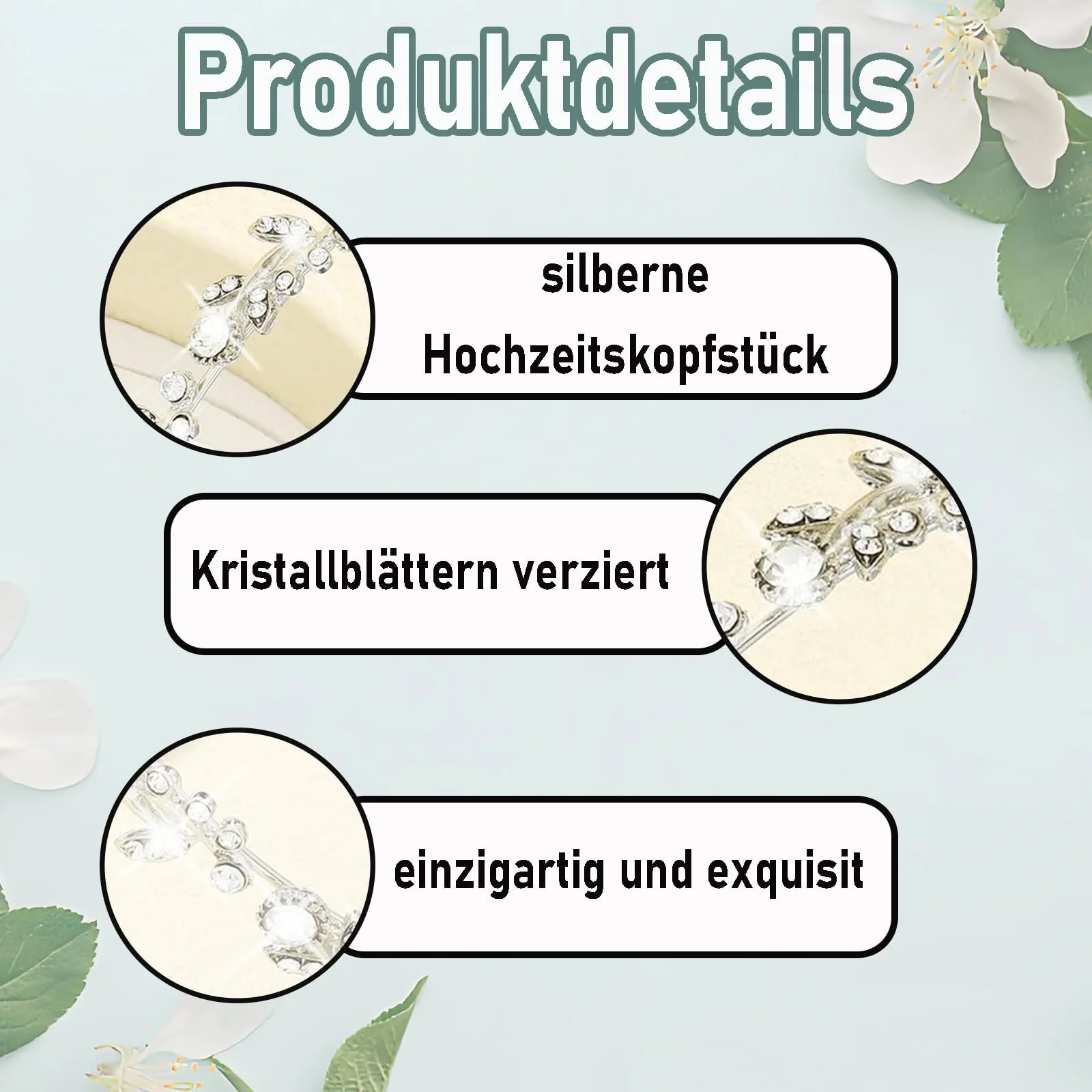 Обруч для волосся з кристалами Срібний Листя Весілля, фото №3 Обруч для волосся з кристалами Срібний Листя Весілля, фото №3