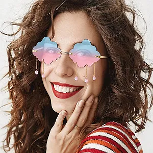 Жіночі Сонцезахисні Окуляри Cloud Без оправи UV400 Синьо-рожеві synthetic.ua - Фото 1