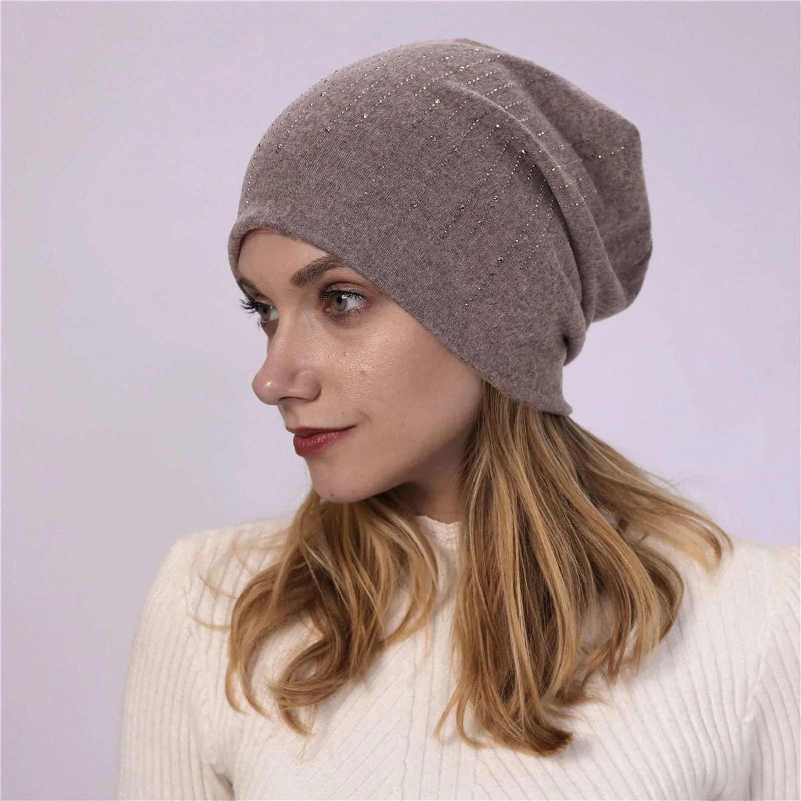 В'язана Подвійна Шапка Вільна, Легка, Хіп-Хоп, М'яка Бавовняна, фото №4 В'язана Подвійна Шапка Вільна, Легка, Хіп-Хоп, М'яка Бавовняна, фото №4