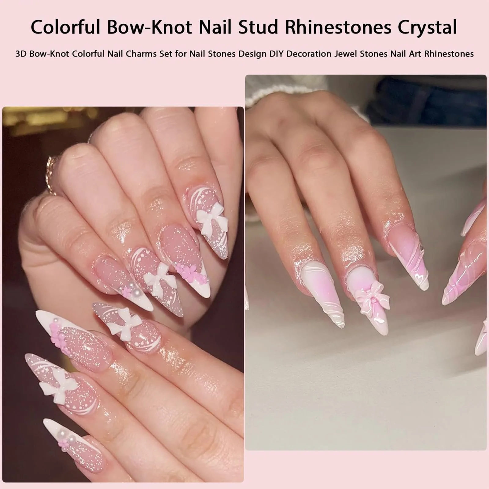 Украшения для ногтей Бантики Moguri, 3D Подвески бантики для ногтей, Набор камней для ногтей, DIY украшения, Самоцветы, Стразы для ногтей, фото №6