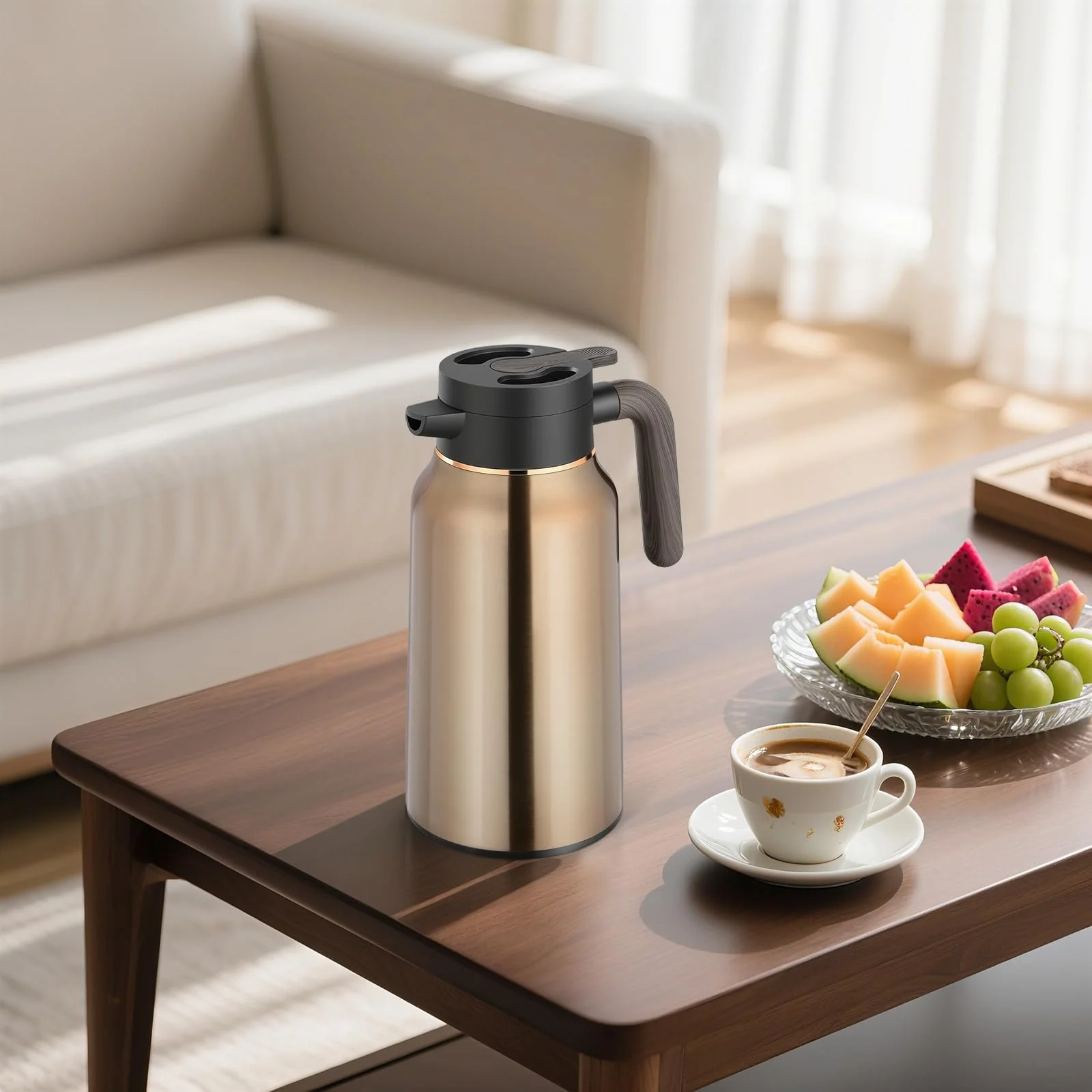 Термос-кавник 2 Л, Ізольований з швидким закриттям натисканням, фото №4