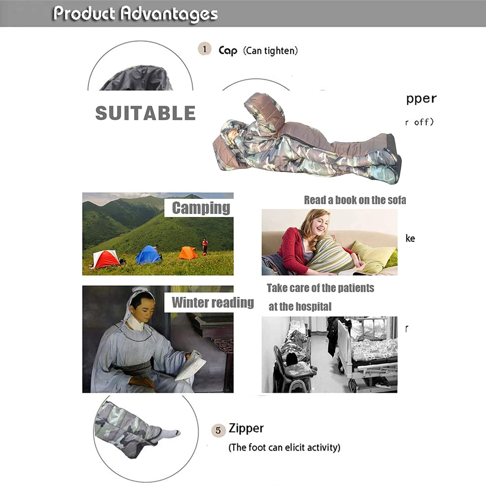 Спальний мішок MYVVKIA Schlafsackanzug легкий 3–4-сезонний з руками та ногами, фото №2