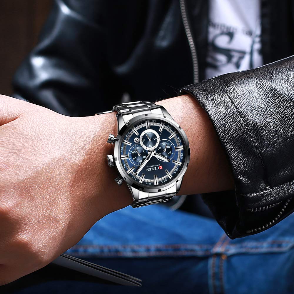Чоловічий годинник CURREN Sport Quartz Chronograph Luminous Hands Stainless Steel Date Silver Blue, фото №2 Чоловічий годинник CURREN Sport Quartz Chronograph Luminous Hands Stainless Steel Date Silver Blue, фото №2