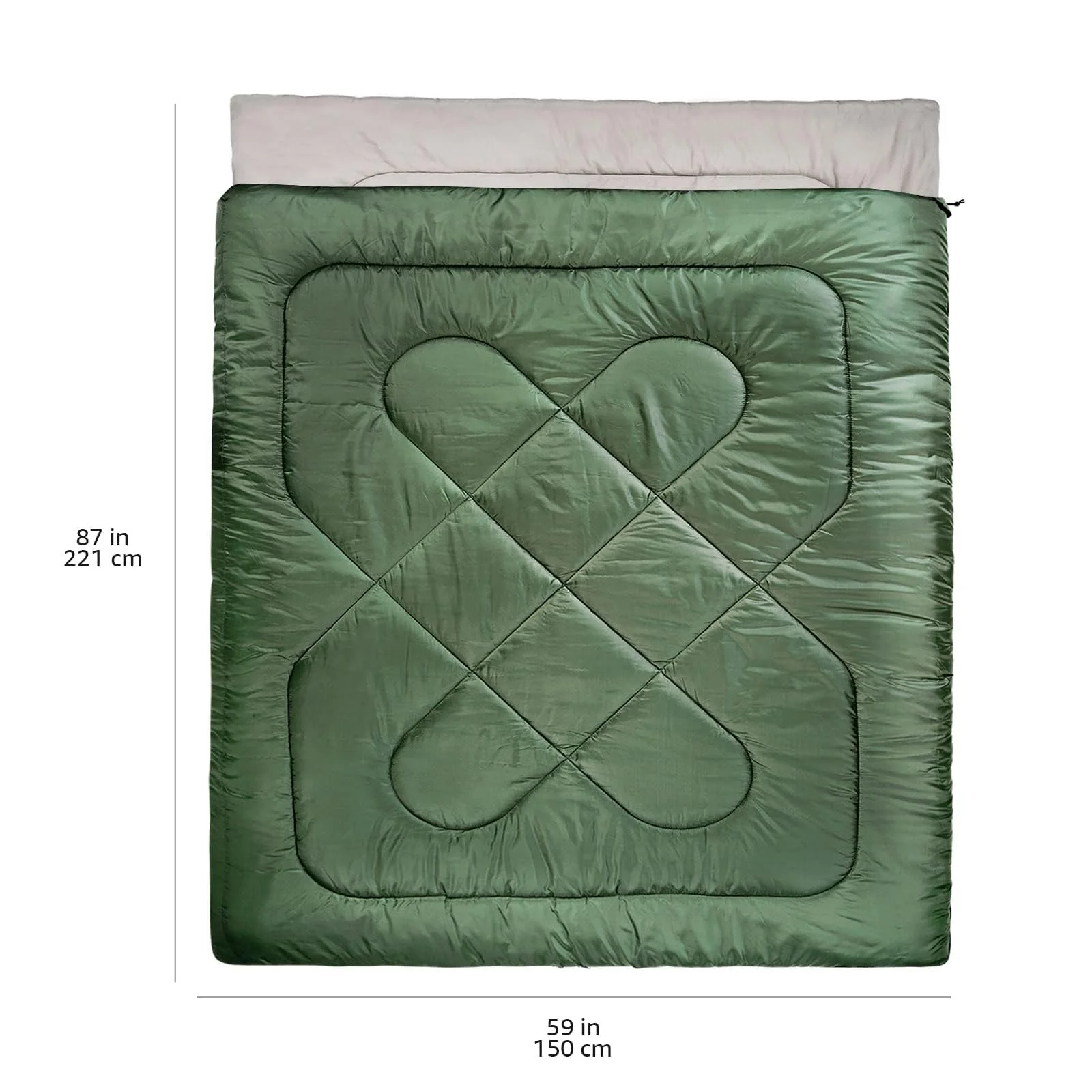 Спальний мішок-ковдра Amazon Basics Rectangular для холодної погоди Queen Size подвійний Оливковий зелений, фото №8