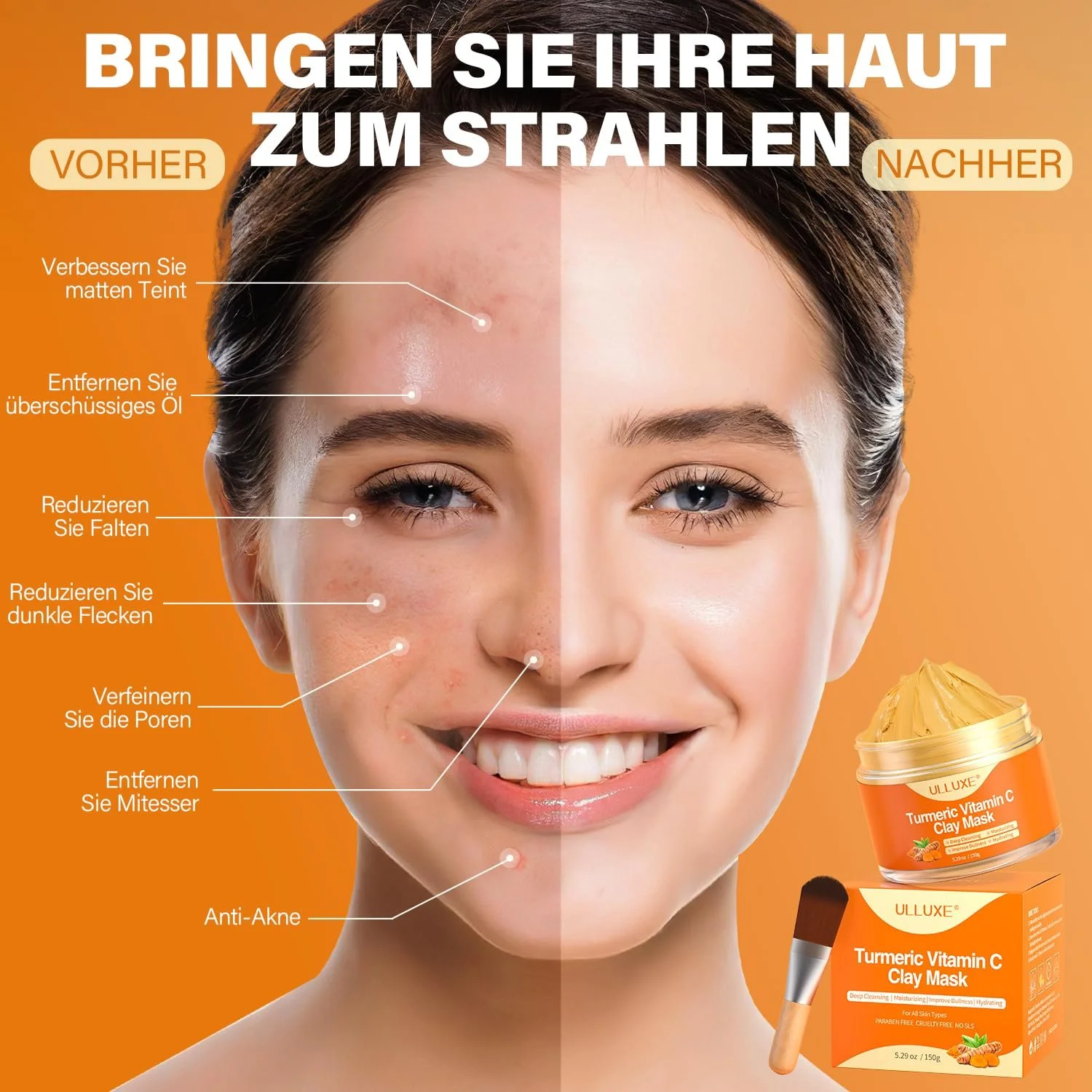 Маска Глина Куркума Вітамін C для обличчя, фото №6