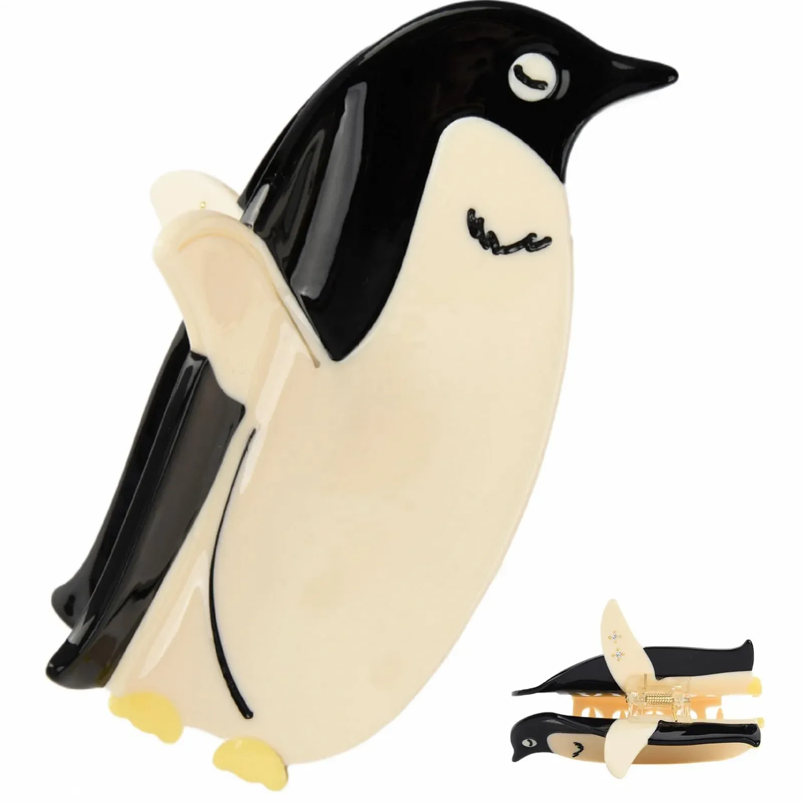 Заколки для волос в виде животных, в форме пингвина, аксессуар из ацетата, нескользящие стильные заколки, милая декоративная зажимная клипса для густых, тонких волос для отдыха, работы, для девушек и женщин, фото №7
