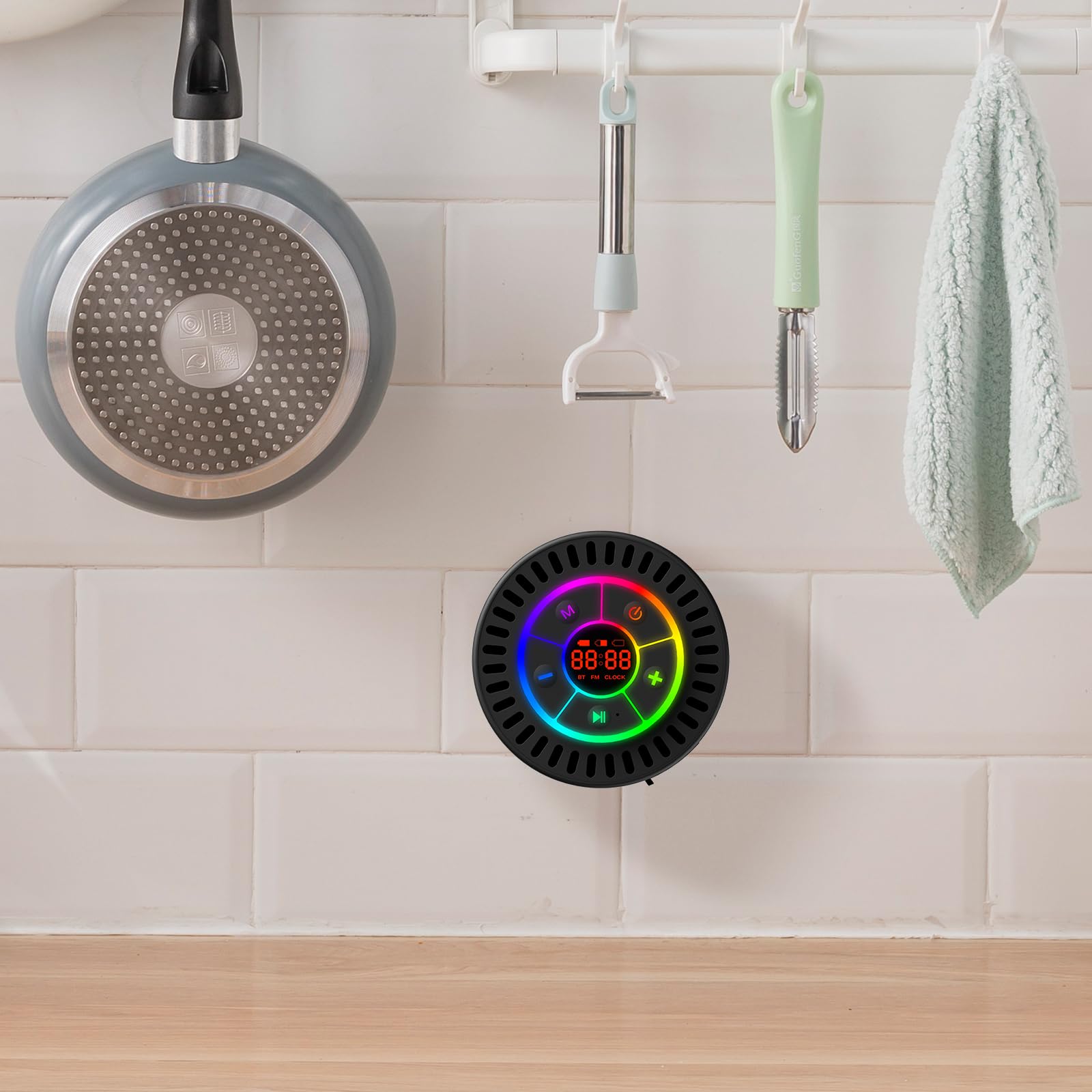 Bluetooth Портативна колонка для душу IPX7 Водонепроникний з присоском LED дисплей, фото №7
