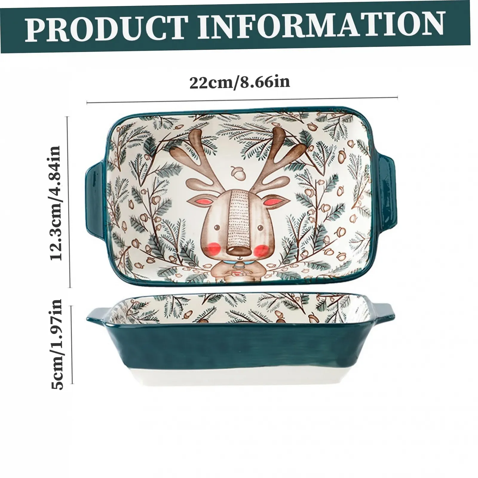 Форма для запекания керамическая прямоугольная с ручками и рисунком животных 22 x 12 см Style 4Baking, фото №3 Форма для запекания керамическая прямоугольная с ручками и рисунком животных 22 x 12 см Style 4Baking, фото №3