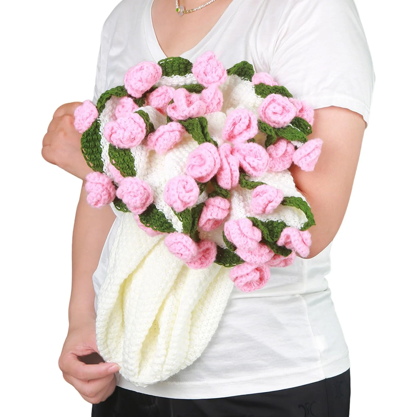 Вязаный крючком букет роз YMXZNB, плед, вязаный крючком букет, романтический вязаный плед с розами, цветочный плед, подарок-букет на свадьбу, день рождения, День матери, фото №1