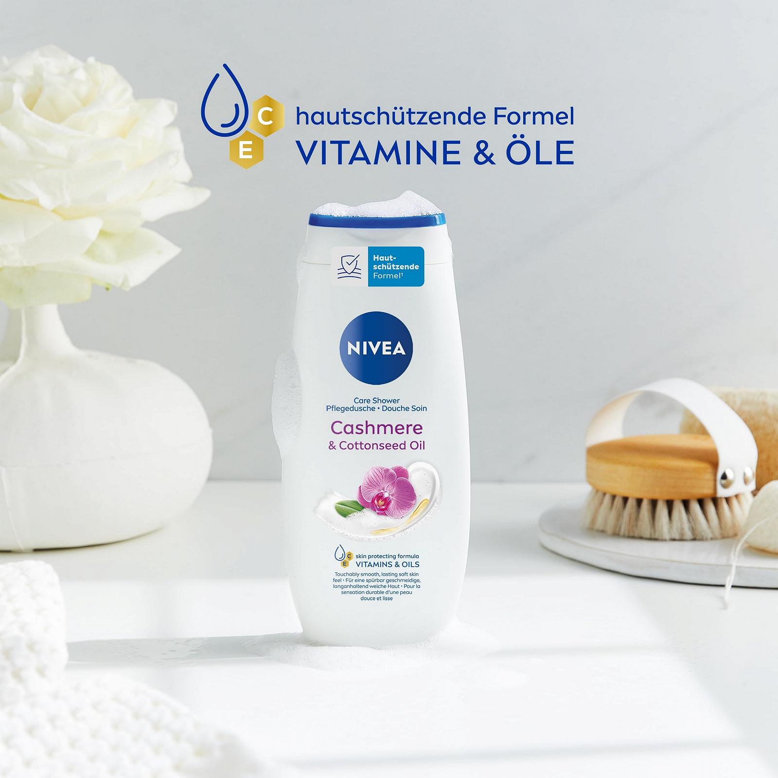 Гель для душа NIVEA Cashmere & Cottonseed Oil увлажняющий pH-нейтральный с ароматом орхидеи 250 мл, фото №4